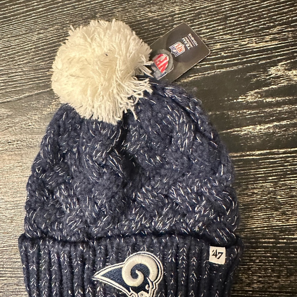 NFL Blue Knit Beanie with Pom